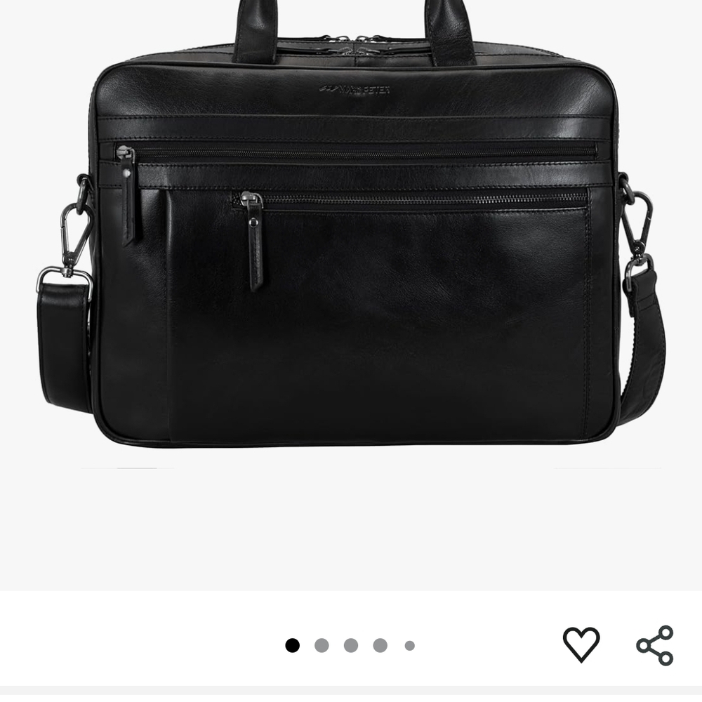 New -MARC PETER Black Leather Men's or Womens Laptop/Briefcase - Picture 2 of 12